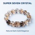 Natural Super Seven Crystal Beaded Bracelet Dark Gold Natural Crystal Bracelet Elegant Super Seven Gemstone Bracelet