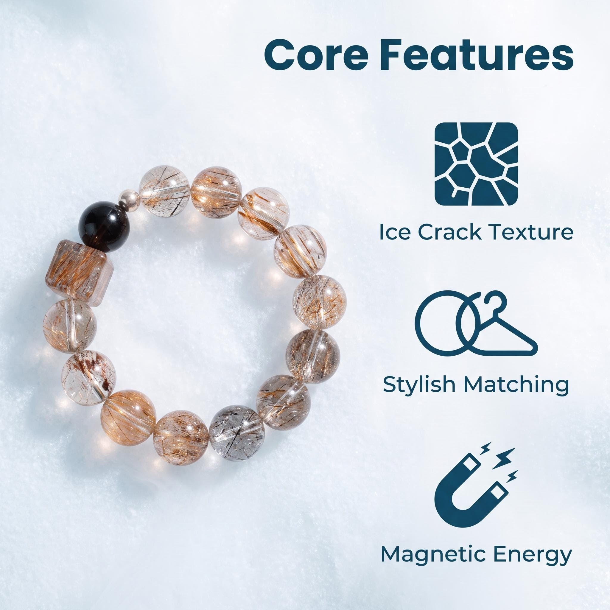 Natural Super Seven Crystal Beaded Bracelet Dark Gold Natural Crystal Bracelet Elegant Super Seven Gemstone Bracelet