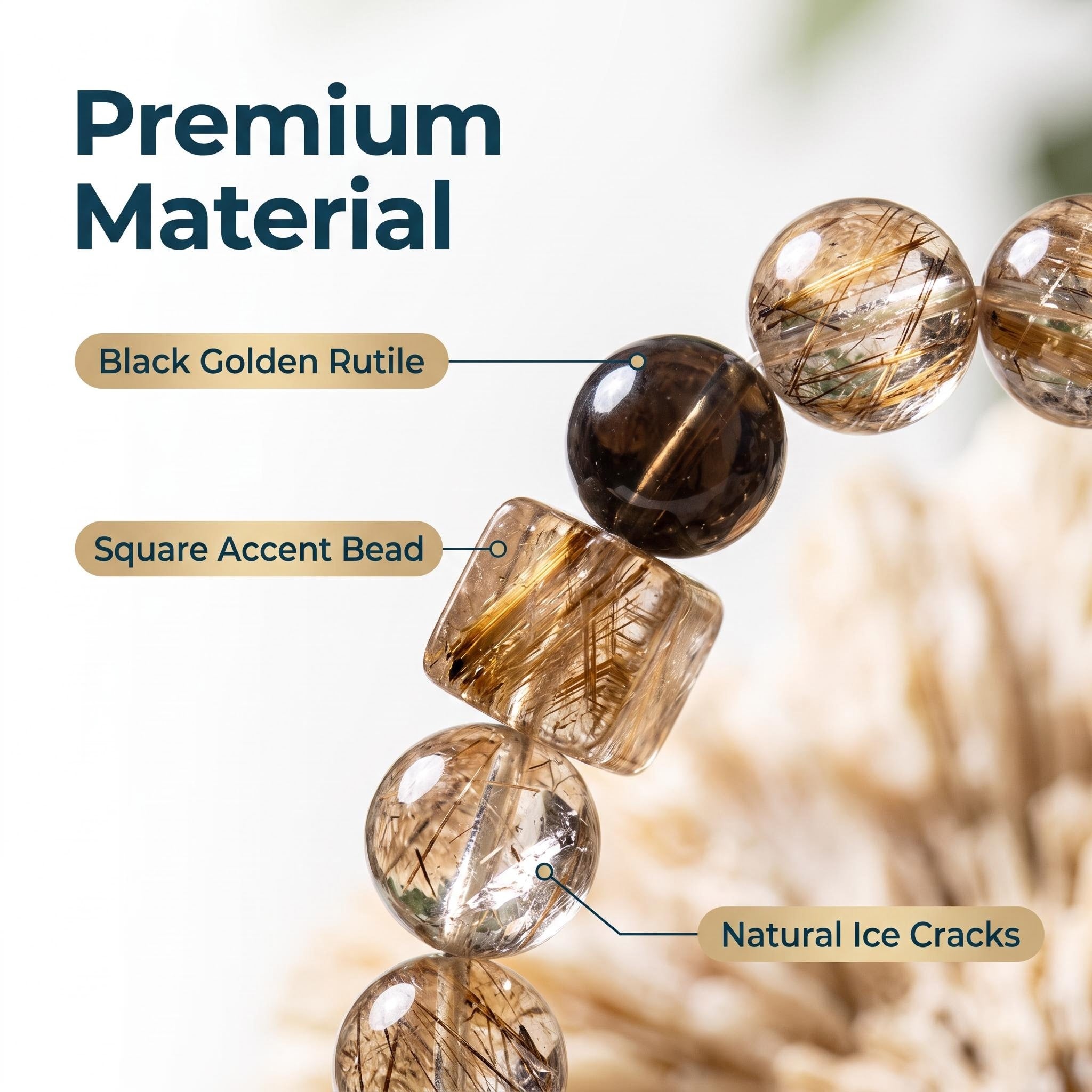 Natural Super Seven Crystal Beaded Bracelet Dark Gold Natural Crystal Bracelet Elegant Super Seven Gemstone Bracelet