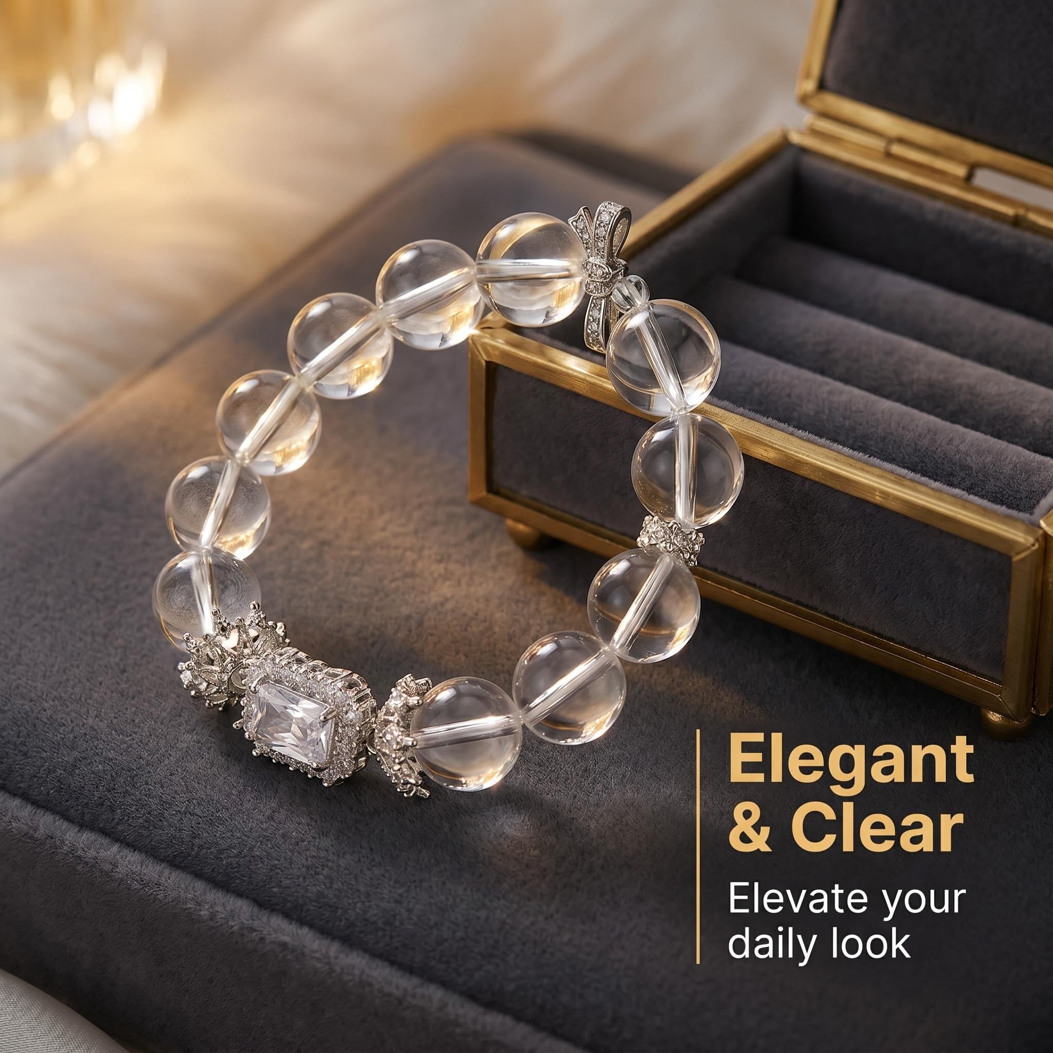 Elegant Clear Crystal Bracelet with Sparkling Rhinestone Accent