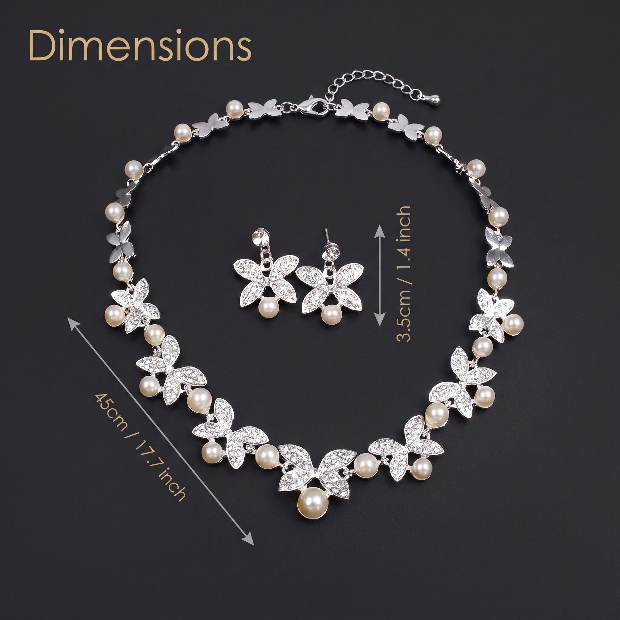 Elegant Butterfly Pearl Jewelry Set Butterfly Rhinestone Pearl Necklace & Earrings Set Timeless Butterfly Pearl Set for Women