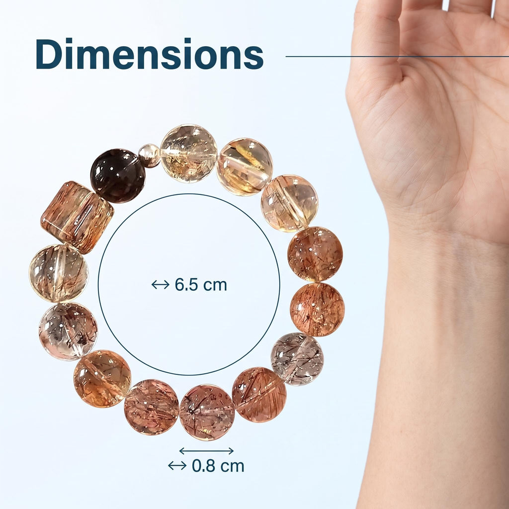 Natural Super Seven Crystal Beaded Bracelet Dark Gold Natural Crystal Bracelet Elegant Super Seven Gemstone Bracelet